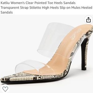 Women’s Pointed Toe Clear strap slip on Mules